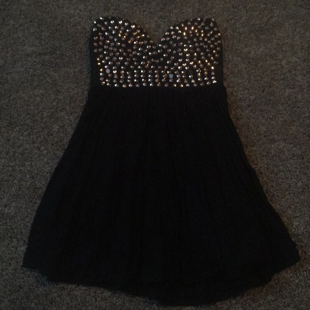 Black dress with bronze rhinestones